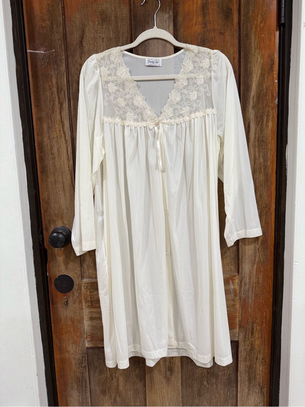Vanity Fair Cream Lace-Trim Nightgown